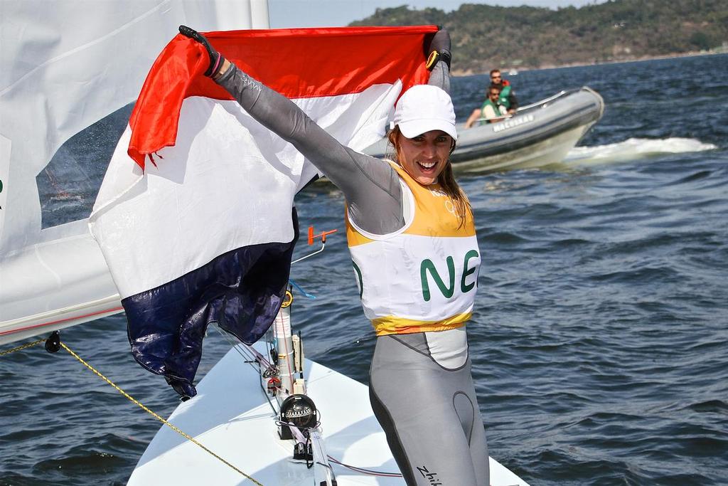 Marit Bouwmeester (NED) after the Laser Radial medal race - 2016 Rio Olympics © Richard Gladwell www.photosport.co.nz